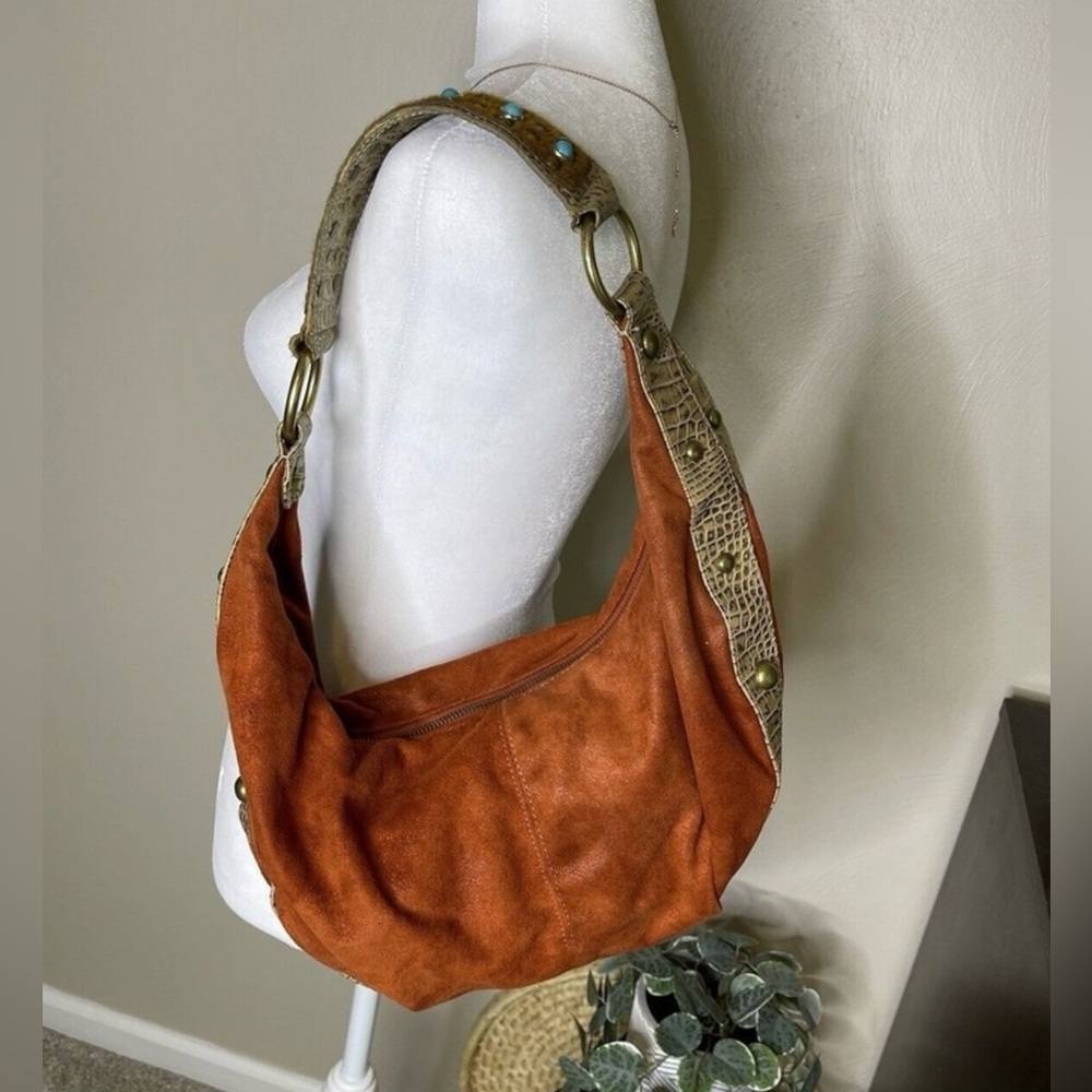 Kathy Van Zeeland Orange and Brown Shoulder Bag
